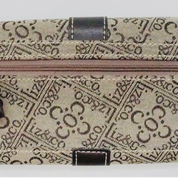 Liz Claiborne Cream Wallet with Monogram Pattern and Leather Trim EUC - Picture 2 of 6